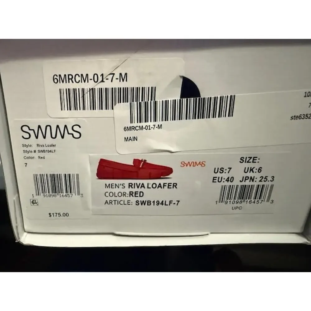 SWIMS Riva Loafers Mens 7 Red Slip On Boat Shoes Mesh Waterproof New in Box